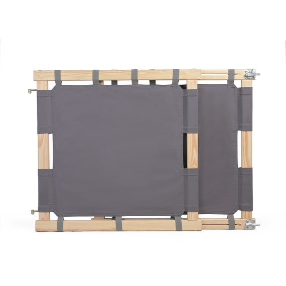grey wooden stair gate
