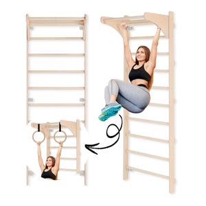 Wall-Mounted Gymnastics Bar with Pull-Up Bar| Multi-Purpose Fitness Equipment | Wall-Mounted Gym Ladder for Adults & Kids