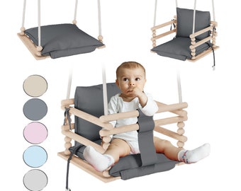 MAMOI ® Ensemble de balançoires d'intérieur, Balançoire pour bébé, Chaise dès la naissance pour les tout-petits de 1 à 3 ans, Transat de porte en bois pour enfants, Siège sensoriel pour tout-petits 3 en 1,