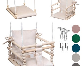 MAMOI ® Indoor swings set, Baby swing, Chair from birth for toddlers age 1-3, Wooden door bouncer for kids, Toddler sensory seat 3 in 1,