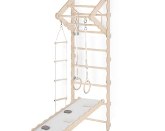 Échelle suédoise MAMOI®, Salle de sport pour gorilles en bois pour enfants, Cadre d'escalade intérieur pour bébés pour les tout-petits, Barres de singe et salle de jeux, Escalade pour enfants