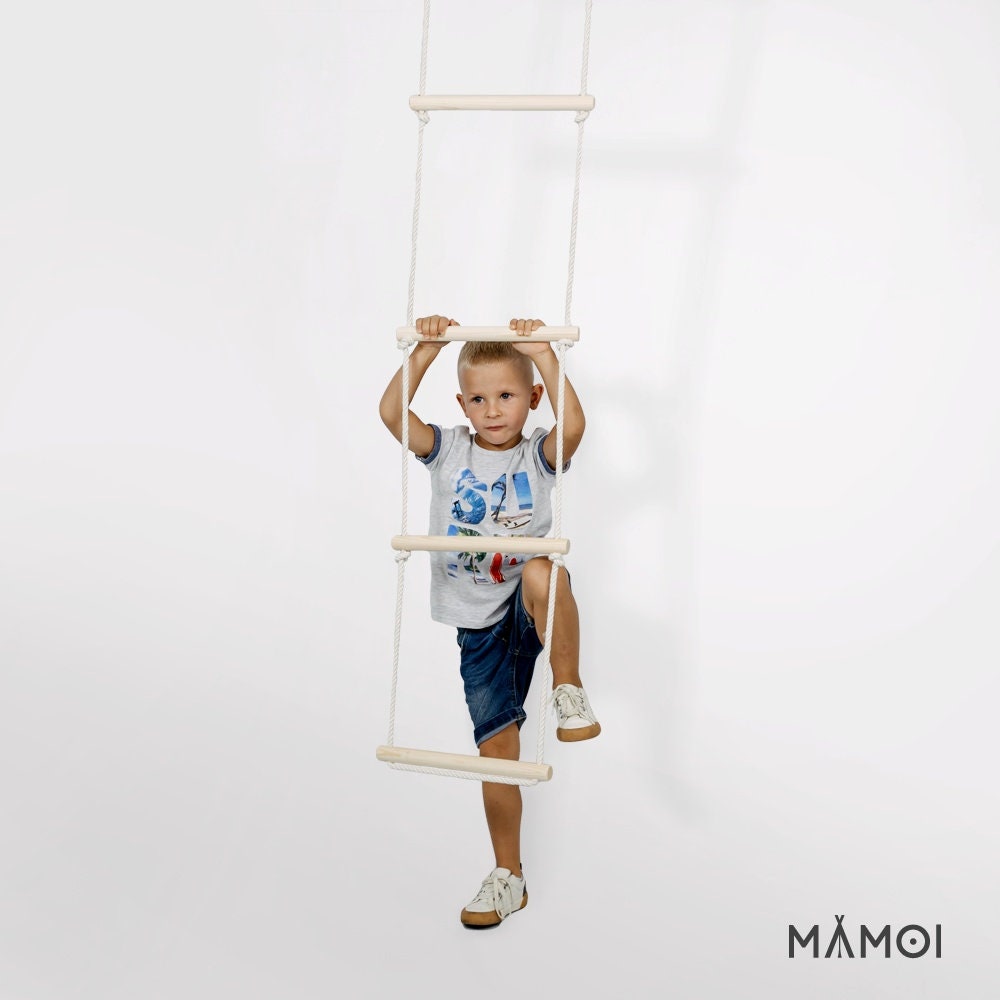 MAMOI® Rope Ladder Durable Climbing Ladder for Children Made of Wood and  Cotton Cord, Scandinavian Design CE 100% Eco Made in EU 