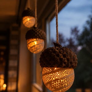 Lysande ekollondekoration – 3D-printad, stående och hängande, olika färger