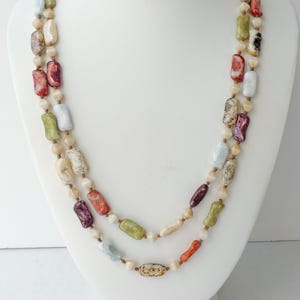 Antique Czech Picasso Bead Necklace