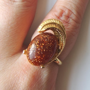 Glitter Lucite Ring- Adjustable Sz 5 1/2