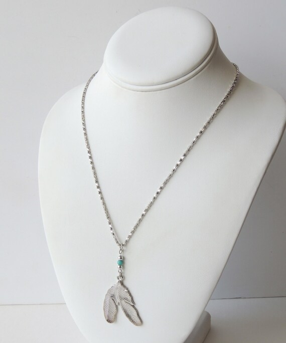 Vintage Feather Mesh Chain Necklace - image 4