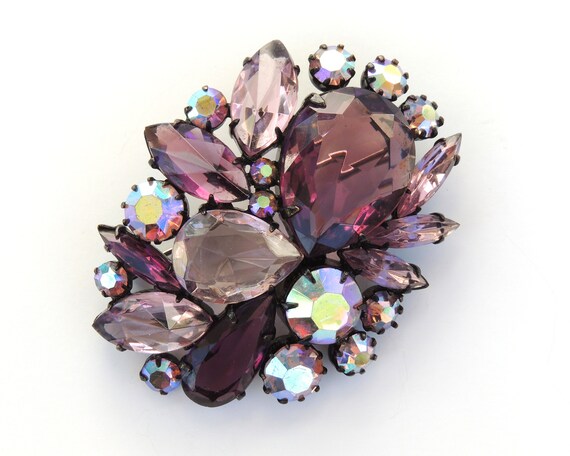 Inverted Purple Rhinestone Brooch - image 5