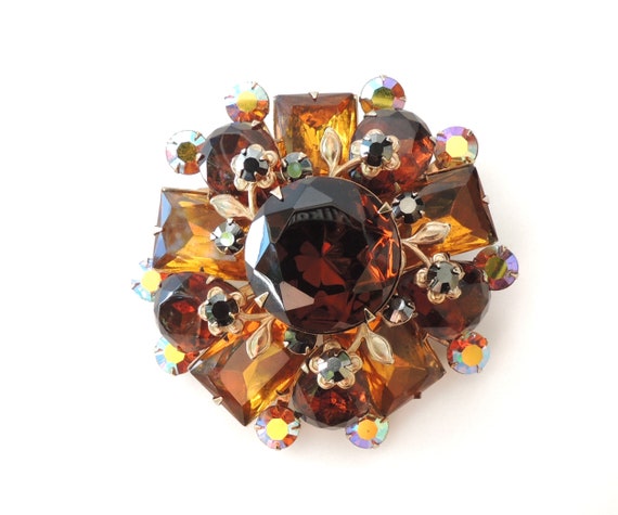 Beau Jewels Topaz Rhinestone Brooch