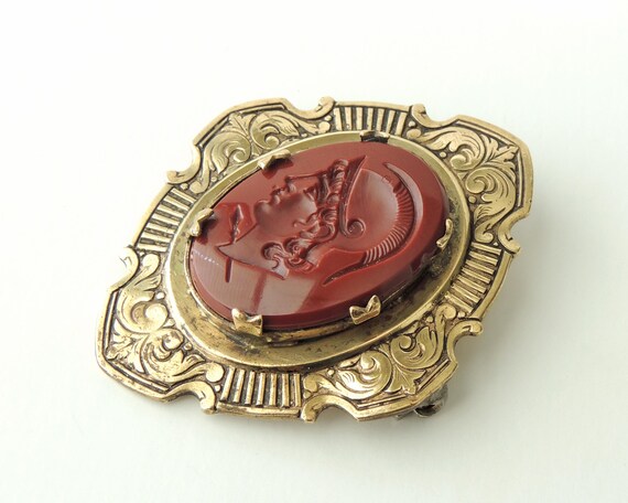 Antique Intaglio Glass Brooch