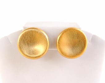 Matte Gold Button Clip On Earrings