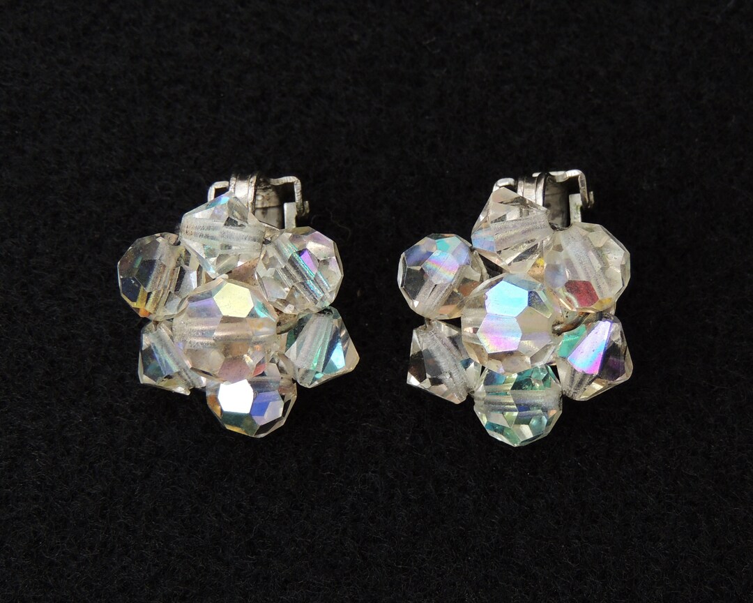 AB Cluster Bead Clip on Earrings Etsy