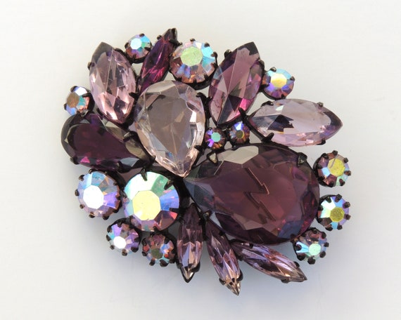 Inverted Purple Rhinestone Brooch - image 2