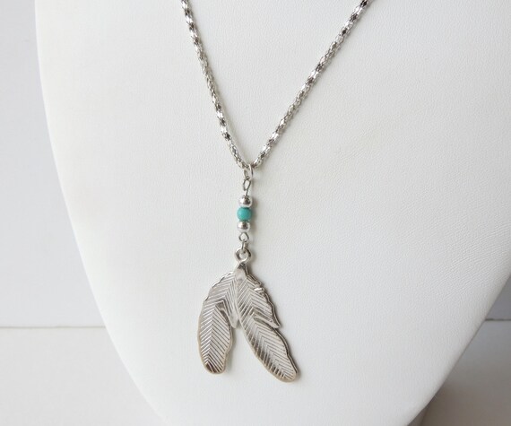 Vintage Feather Mesh Chain Necklace - image 1