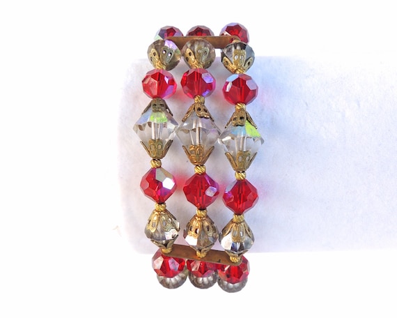 1950s Bead Memory Wire Bracelet - image 1