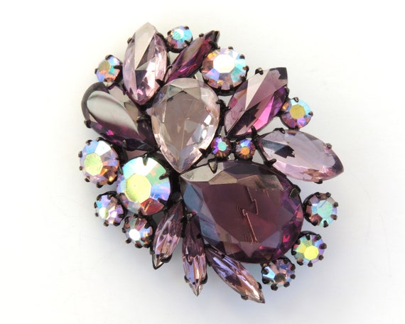 Inverted Purple Rhinestone Brooch - image 6