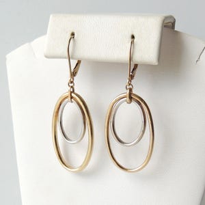 14K White & Yellow Gold Dangle Earrings