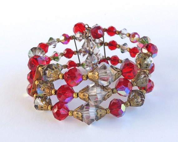 1950s Bead Memory Wire Bracelet - image 5