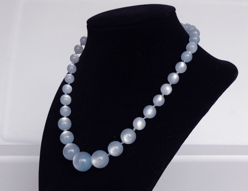 50s Blue Moonglow Lucite Bead Necklace