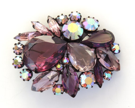 Inverted Purple Rhinestone Brooch - image 7