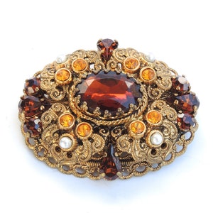 West Germany Filigree Herbst Brosche