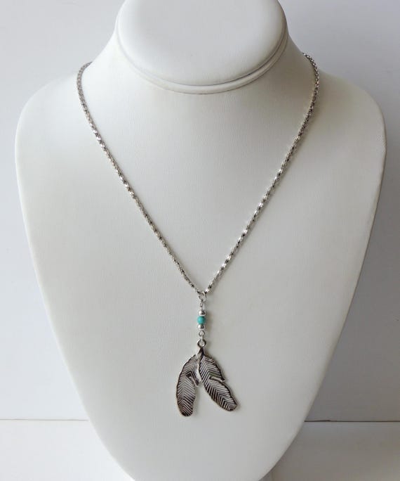 Vintage Feather Mesh Chain Necklace - image 2