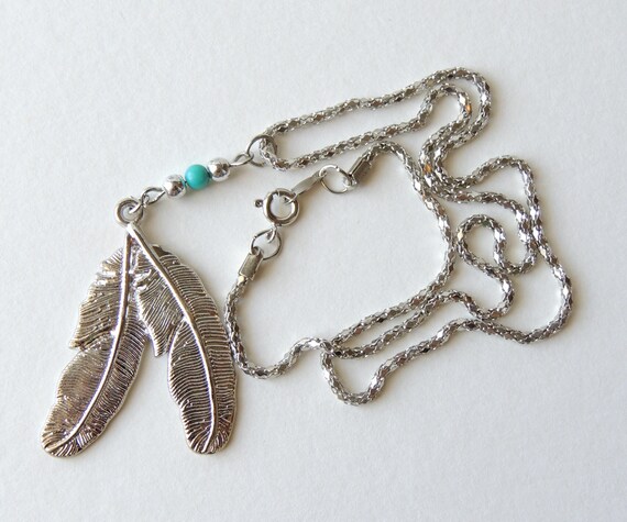 Vintage Feather Mesh Chain Necklace - image 5