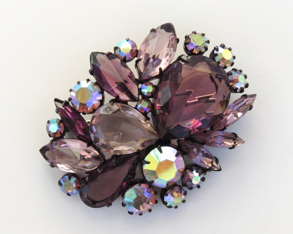 Inverted Purple Rhinestone Brooch - image 3