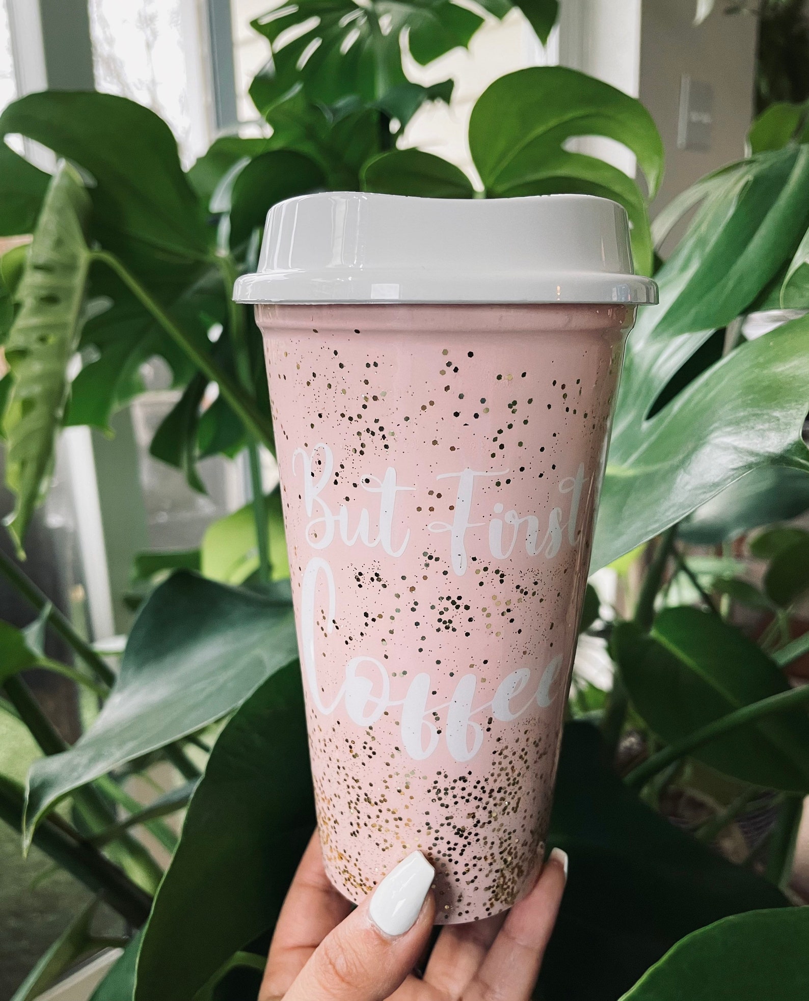 16oz Pink Glitter Hot Starbucks Cup Glitter personalized cup Etsy