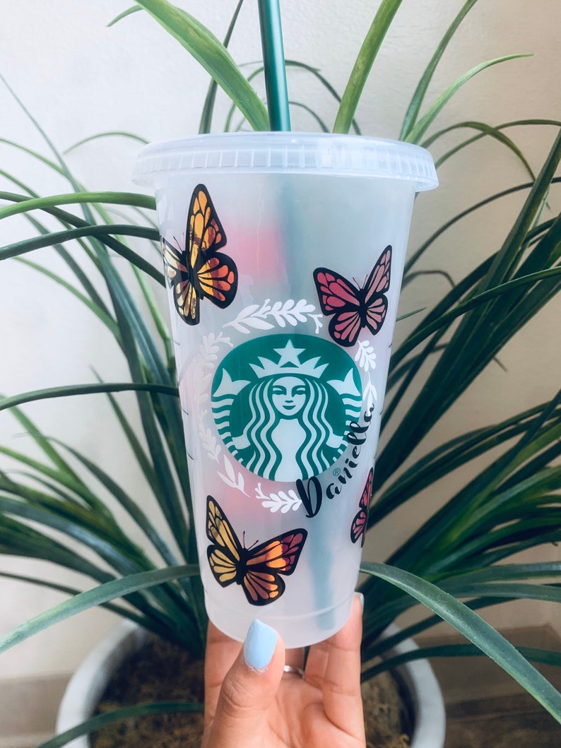 24 Fluid Oz Clear Starbucks Cup monarch Mothers Day Gifts Etsy