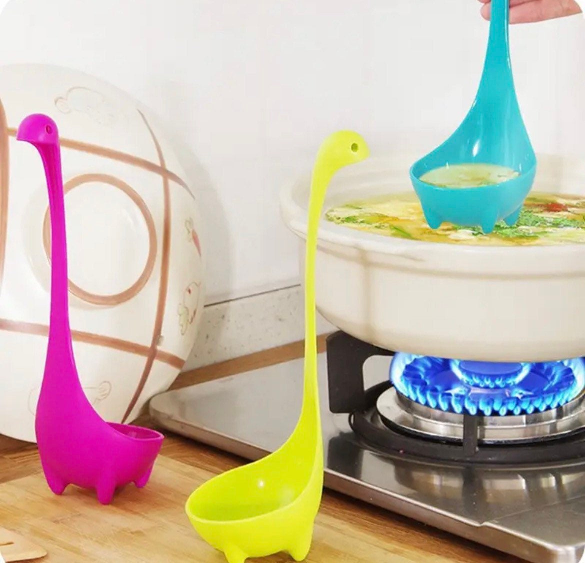 Multicolor Plastic Nessie Ladle Spoon Long Handle Spoon, For Kitchen