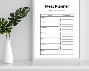 Meal planner • printable • grocery list • digital download