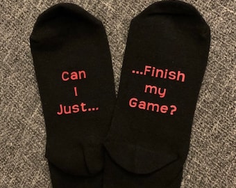 Can I just finish my game? socks kids adults  stocking filler size 9-12, 12-3, 4-6 or 6-11 (adult) gift present Christmas birthday