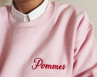 French fries sweater / pink pink / red white / barrier / sweatshirt / jumper / jumper fries fast food fair fashion