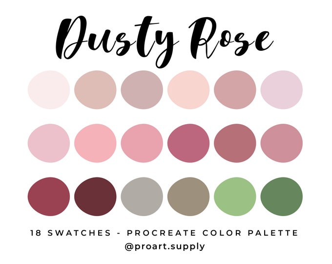 DUSTY ROSE PROCREATE Color Palette Hex Codes Pink Purple - Etsy