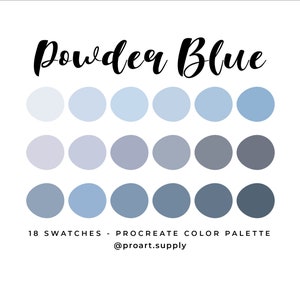 POWDER BLUE PROCREATE Color Palette + Hex Codes - Blue & Gray for iPad - Digital Illustration Swatches