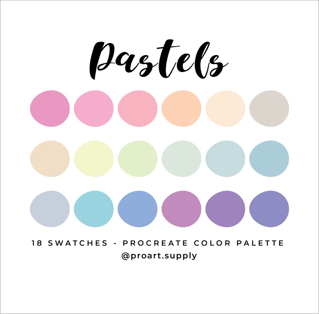 PASTEL PROCREATE Color Palette Hex Codes Pastel Pink Etsy UK
