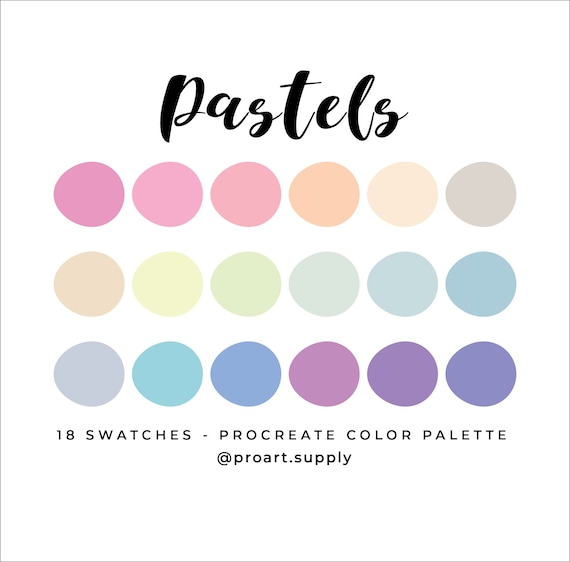 PASTEL PROCREATE Color Palette Hex Codes Pastel Pink, Orange, Yellow,  Green, Blue, Purple for iPad Digital Illustration Swatches 