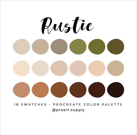 RUSTIC PROCREATE Color Palette Hex Codes Brown Tan Green Etsy Canada