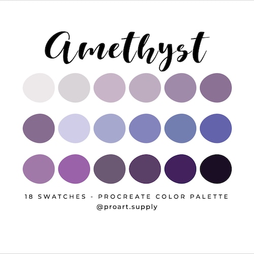 AMETHYST PROCREATE COLOR Palette Hex Codes Gray Blue - Etsy