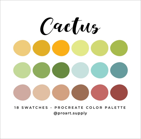 CACTUS PROCREATE COLOR Palette Hex Codes Orange Green | Etsy