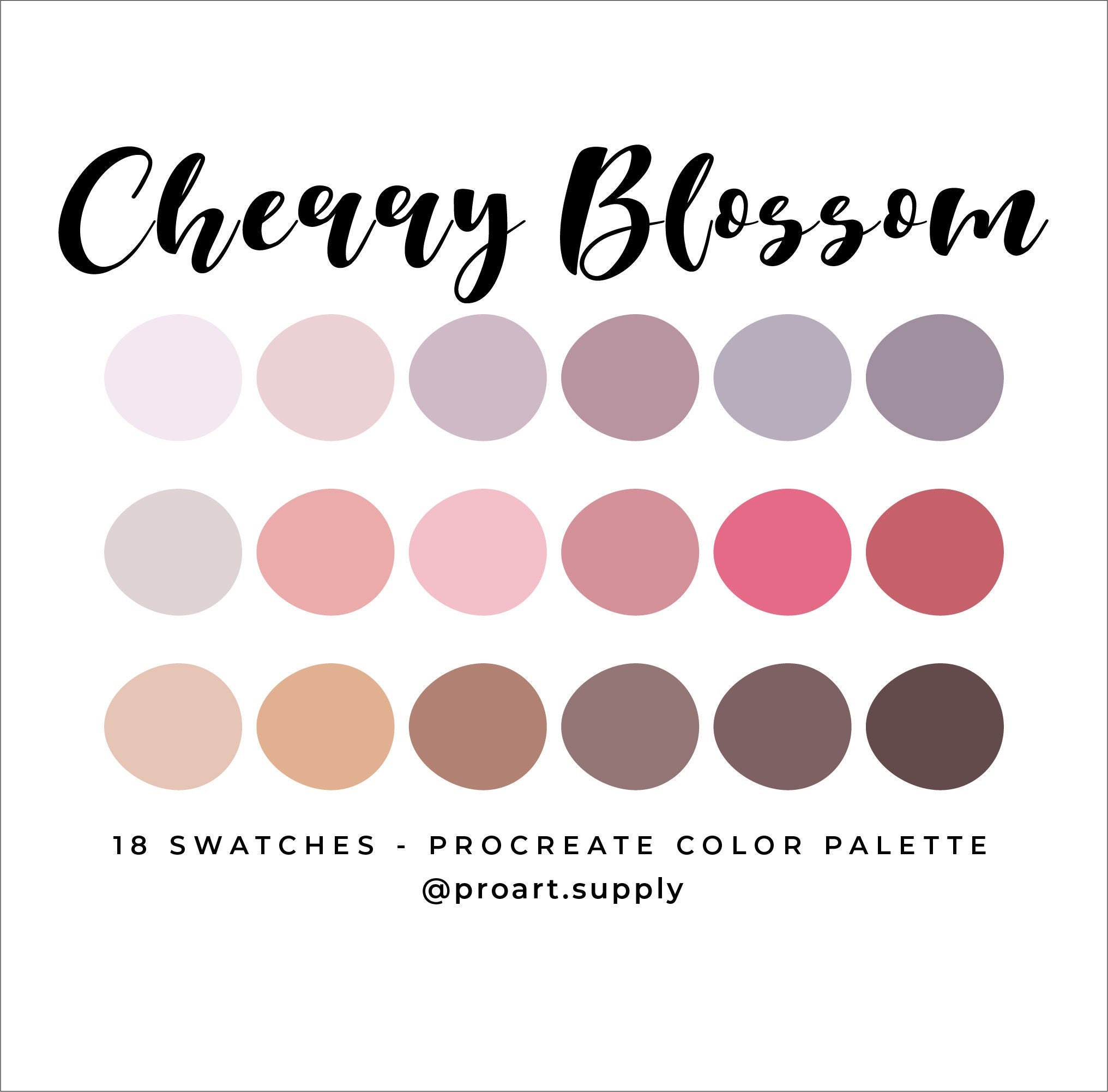 CHERRY BLOSSOM PROCREATE Color Palette Hex Codes Pink - Etsy UK