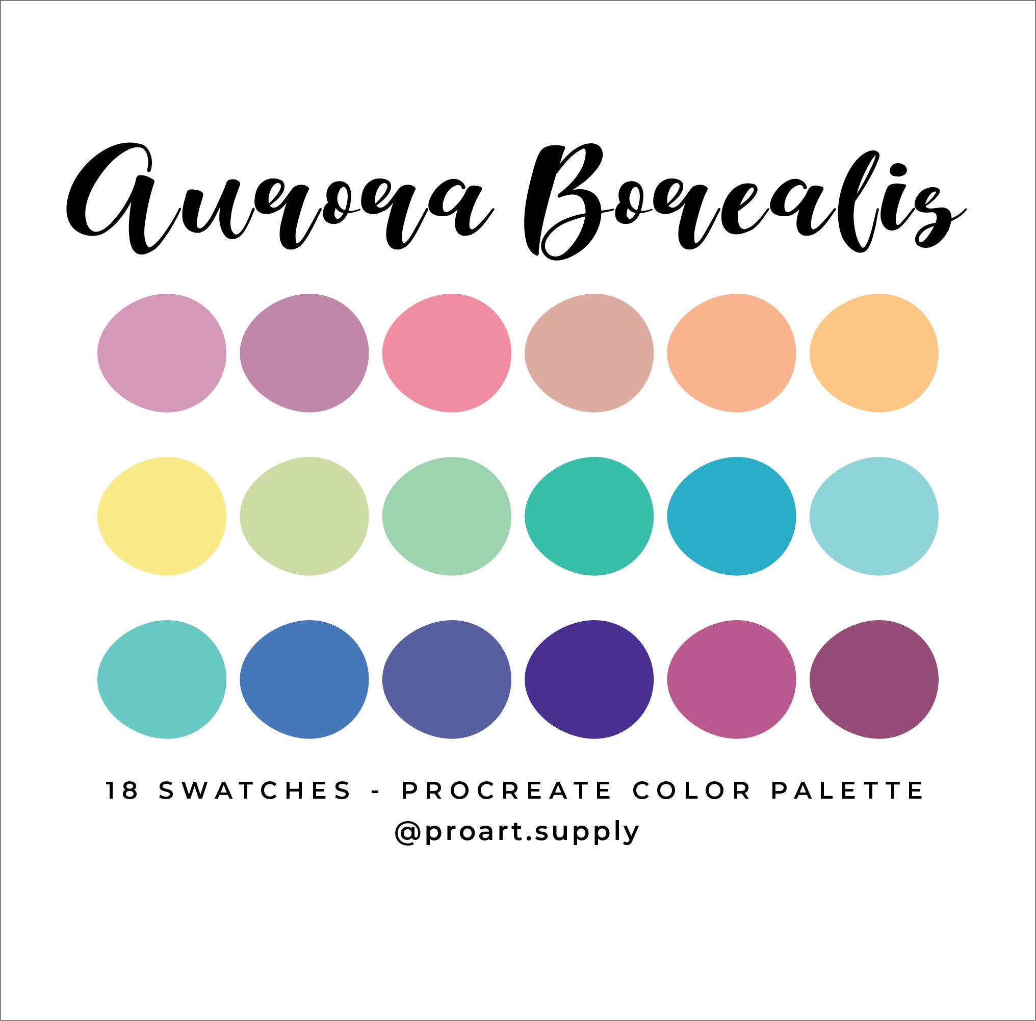 AURORA BOREALIS PROCREATE Color Palette Hex Codes Pastels Etsy
