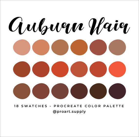 AUBURN HAIR PROCREATE Color Palette Hex Codes Red Brown Etsy