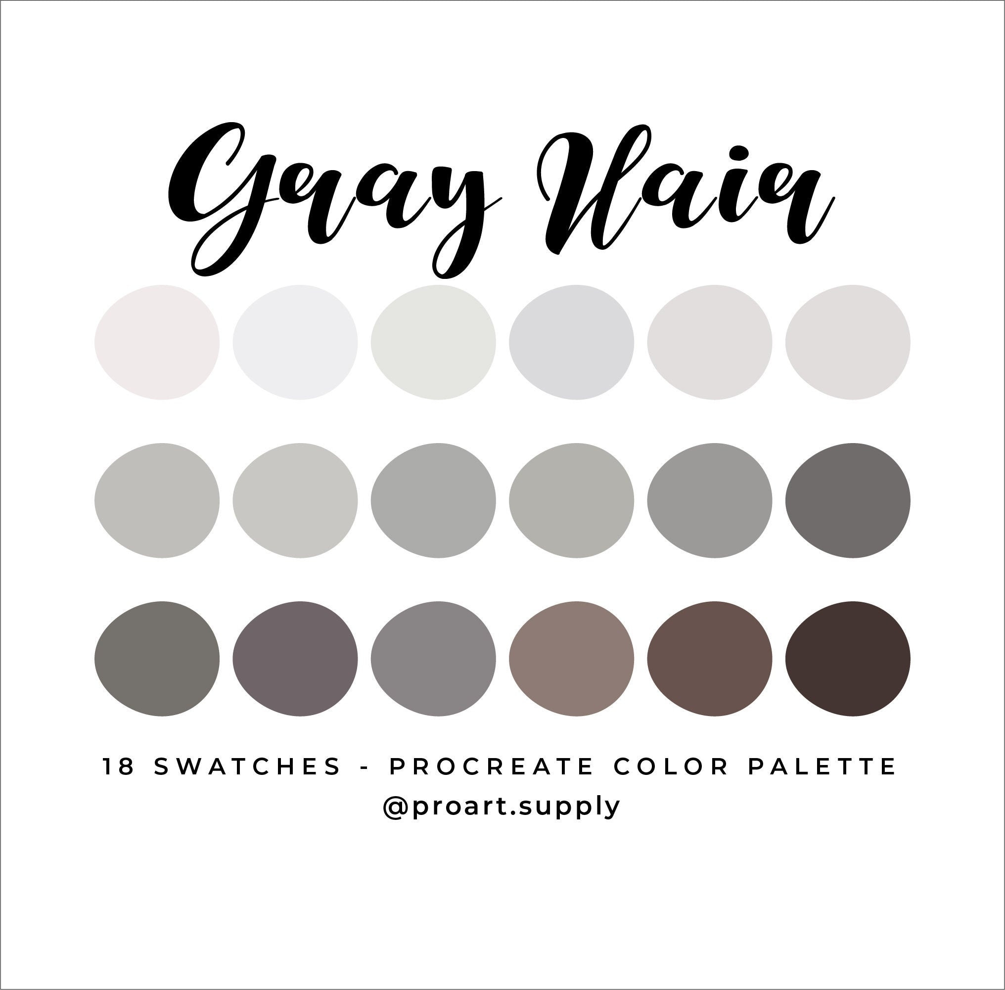 GRAY HAIR PROCREATE Color Palette Hex Codes Gray Charcoal - Etsy UK GRAY HAIR PROCREATE Color Palette Hex Codes Gray Charcoal - Etsy UK