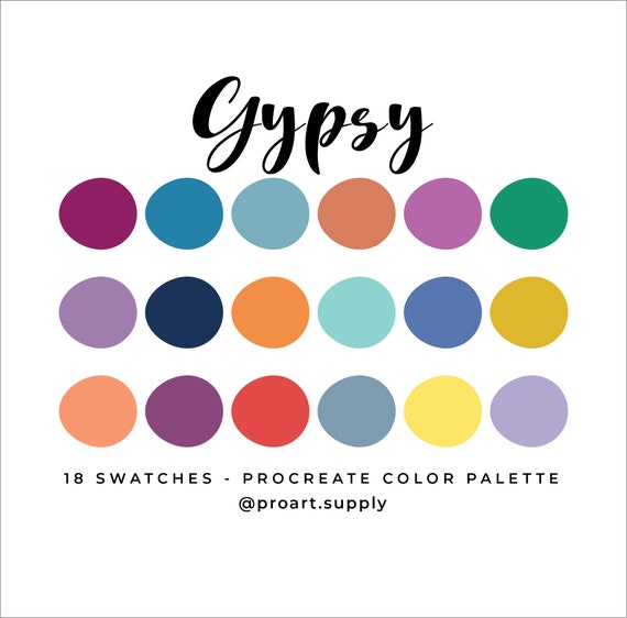 GYPSY PROCREATE Color Palette Hex Codes Purple Blue | Etsy
