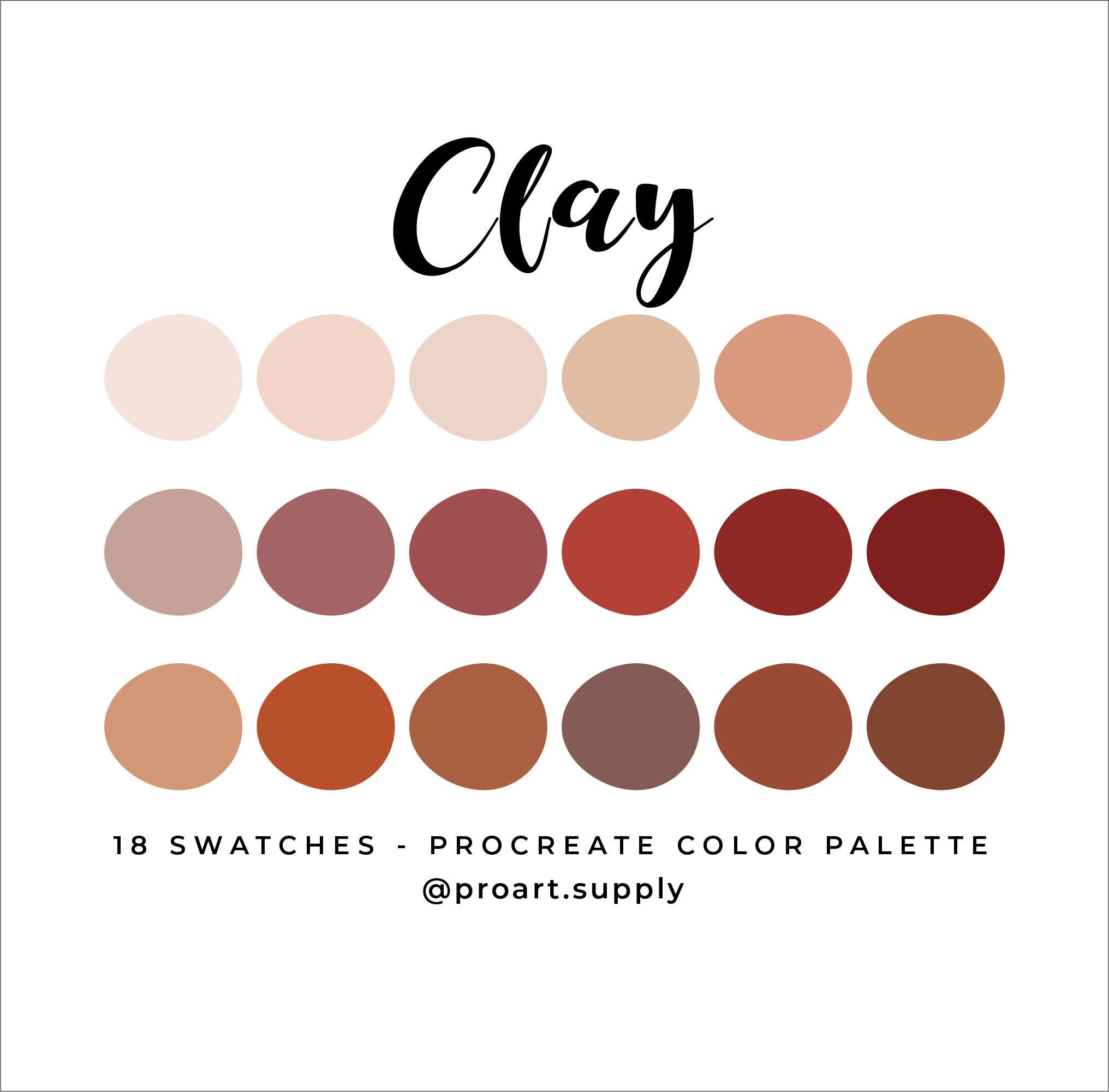 CLAY PROCREATE Color Palette Tan Peach Brown Maroon for Etsy