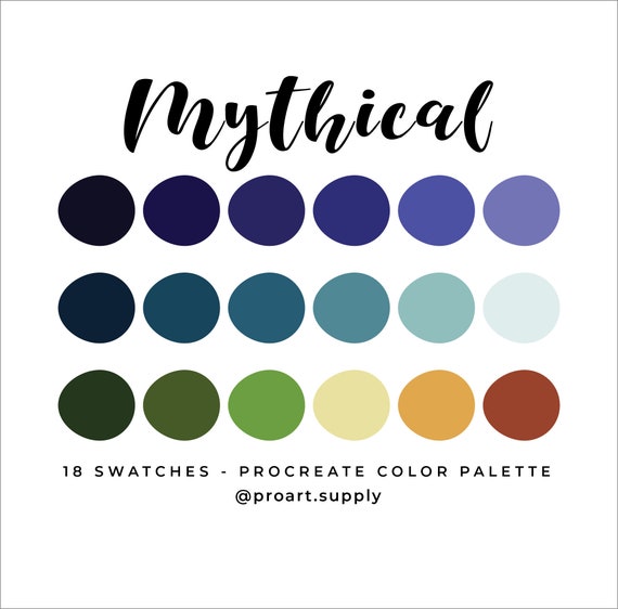 MYTHICAL PROCREATE Color Palette Blue Green Tan Red for | Etsy