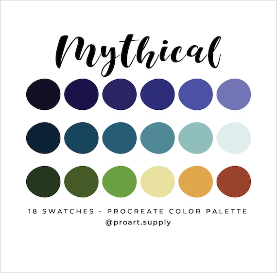 MYTHICAL PROCREATE Color Palette Blue Green Tan Red for | Etsy