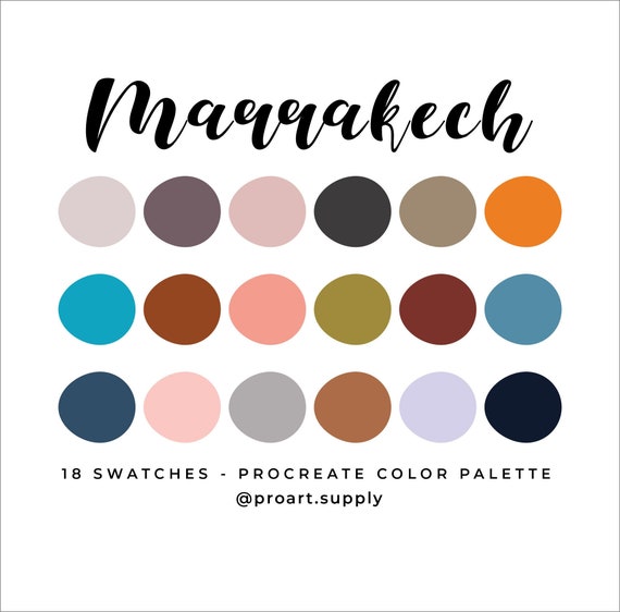 MARRAKECH PROCREATE Color Palette Blue Gray Green Orange | Etsy