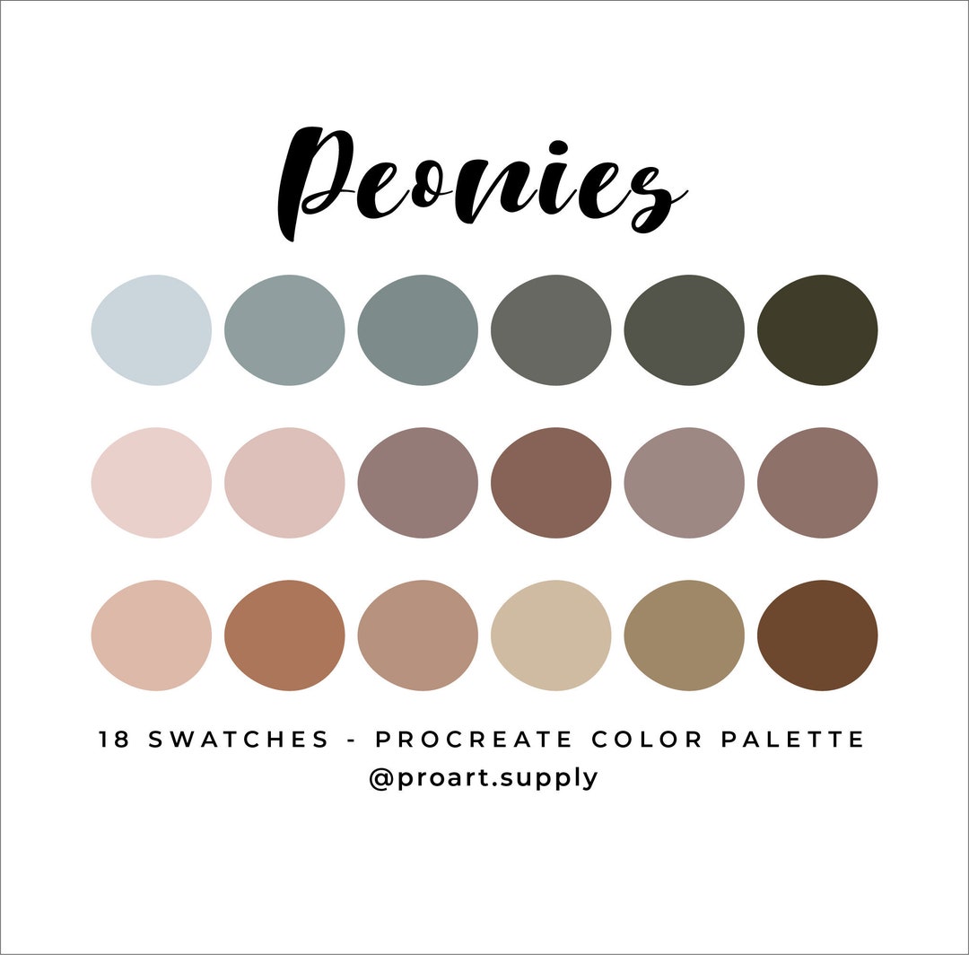 Peony Blue Color Code PEONIES PROCREATE Color Palette Hex Codes Gray Blue - Etsy
